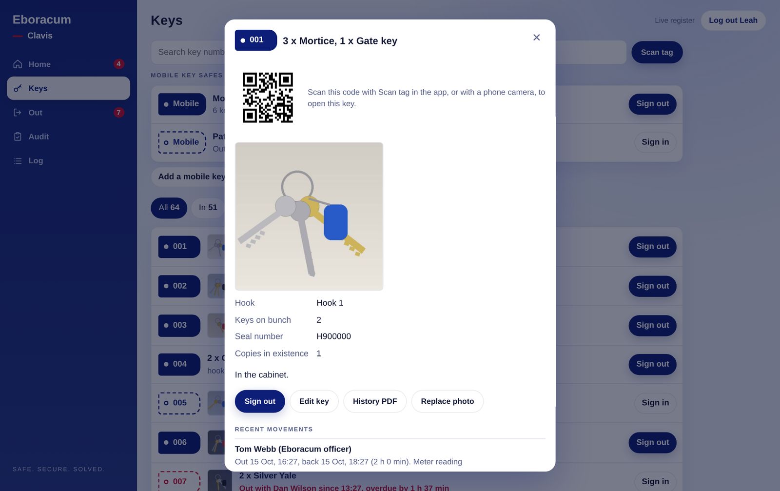 Key record on desktop