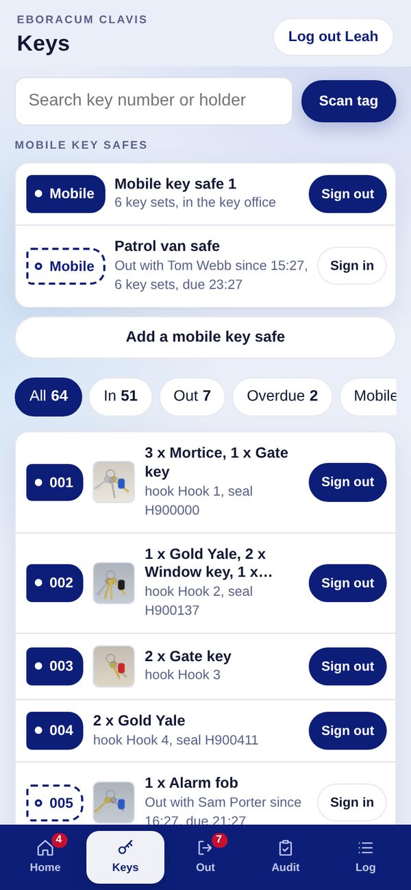 Key register on phone