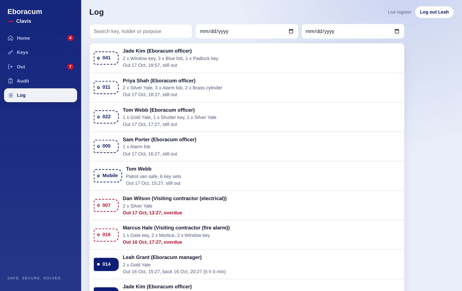 Movement log on desktop