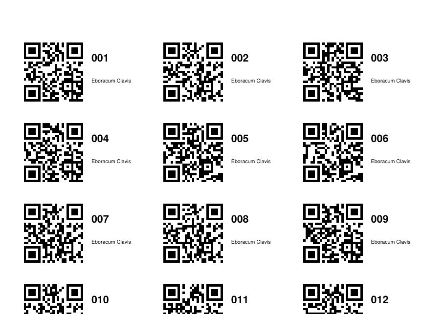 Sheet of printed QR labels for keys
